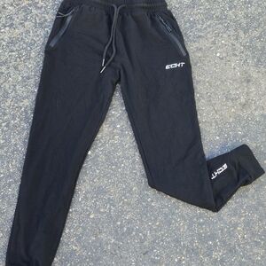 ECHT Black Joggers with White Logo for Kids — Zipper Pockets